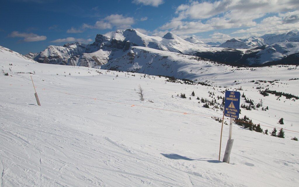 An open snow slope above the treeline